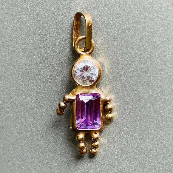 14K & 10k Gold Birthstone Girl Boy Charm Pendant Amethyst Peridot Alexan… - Picture 2 of 9